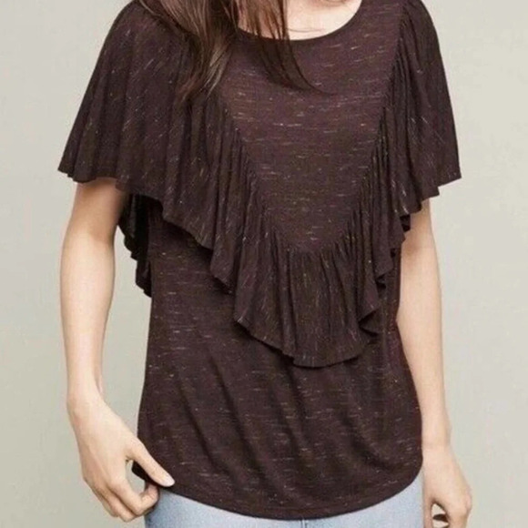 Anthropologie Dolan Left Coast Collection Delon Ruffle Shirt Size Medium - Picture 1 of 9